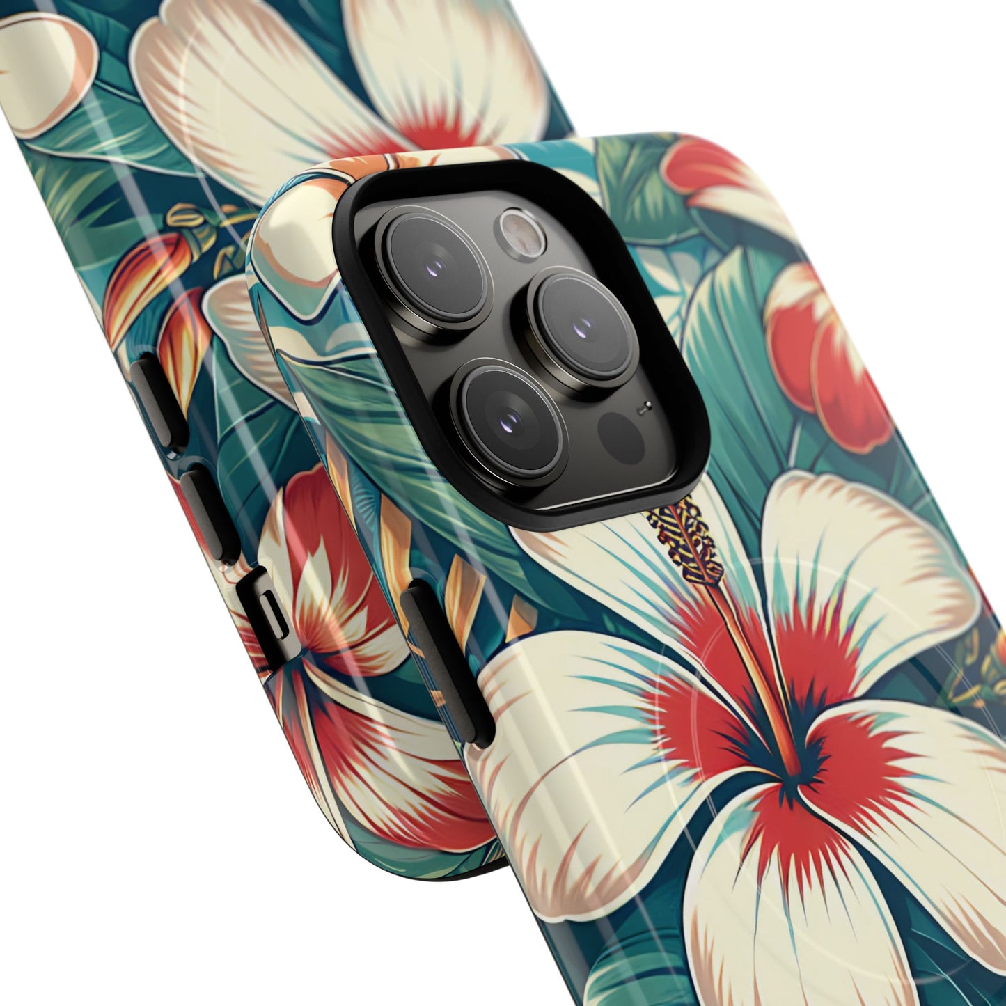Tough Floral Phone Case, Tropical Hibiscus Design, Gift for Her, Summer Accessory, Customizable Phone Cover