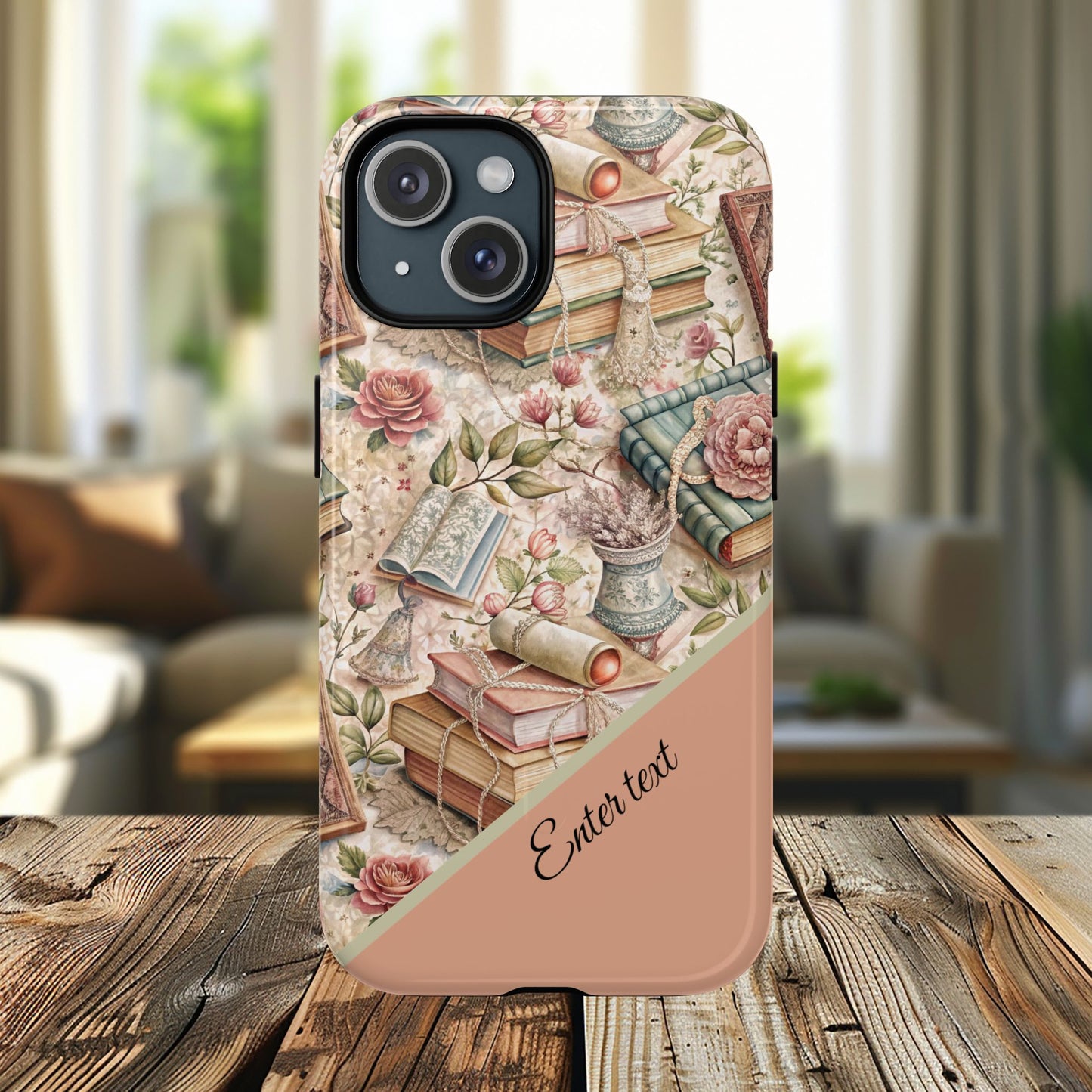 Persoonalized Vintage Book Lover's Tough Magnetic iPhone Case, Literary Gifts, Floral Design, Bookish Aesthetic, Unique Gift for Readers, Protective Case