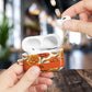 Stained Glass Effect Floral Orange Marigold AirPod Case — Personalized Name Option