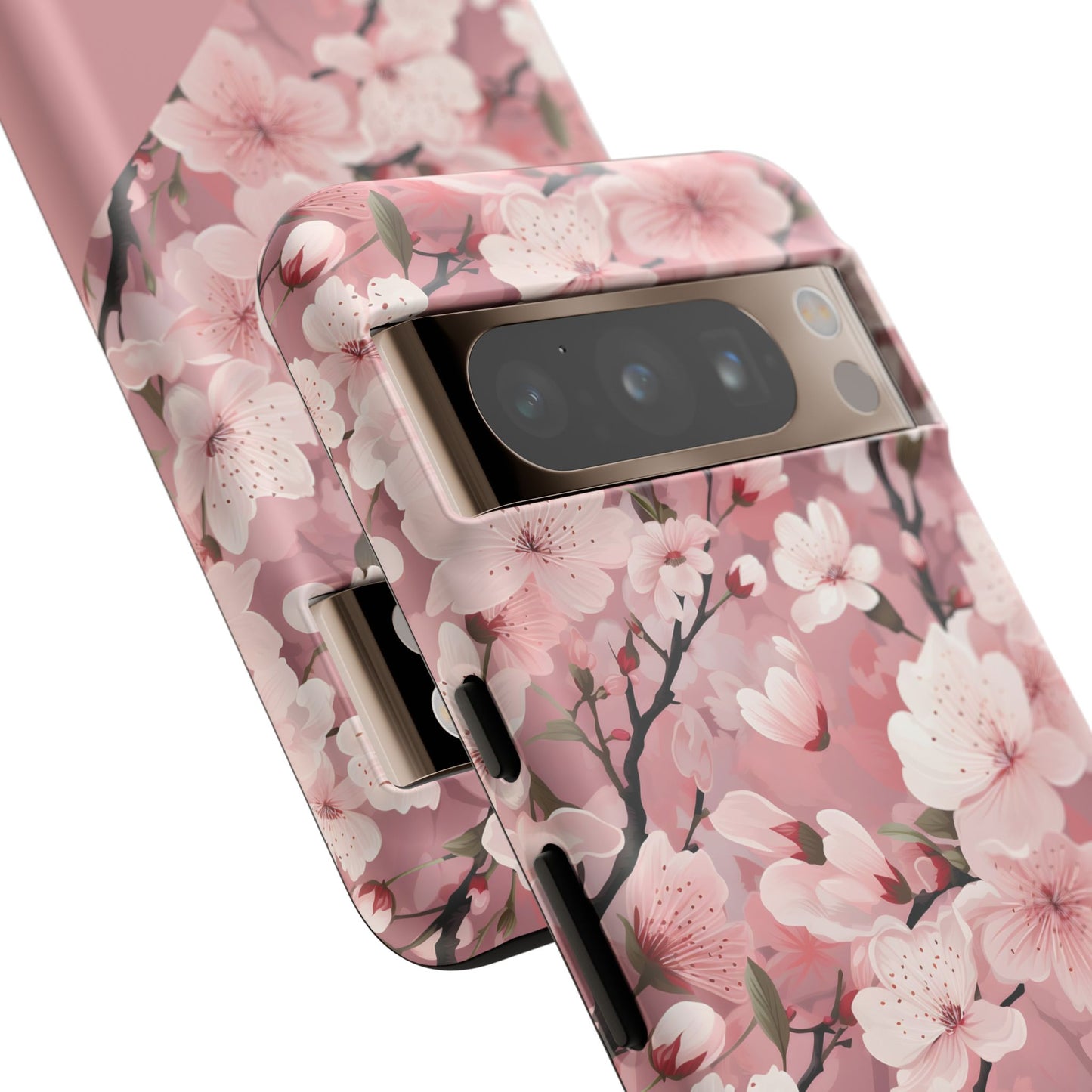 Personalized Cherry Blossom Tough Phone Case — Pink Floral Protective Case for Samsung & Google