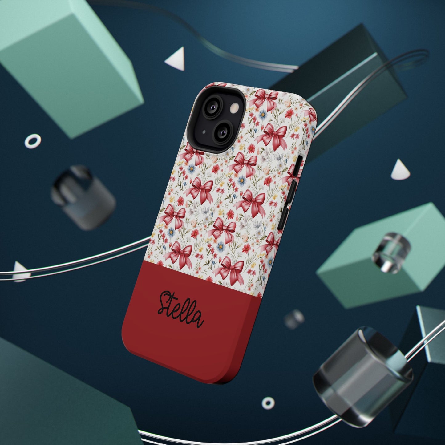 Personalized Rosette Coquette Floral Bow iPhone and Samsung Impact-Resistant Case — Custom Name Case