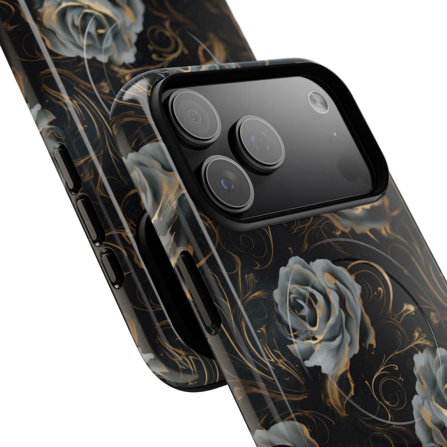 Midnight Bloom Tough iPhone Magnetic Cases,  iPhone 14, iPhone 15, iPhone 16, Pro, Pro Max, Plus MagSafe Case, Protective Tech Accessories, Gift for Her, Floral Design