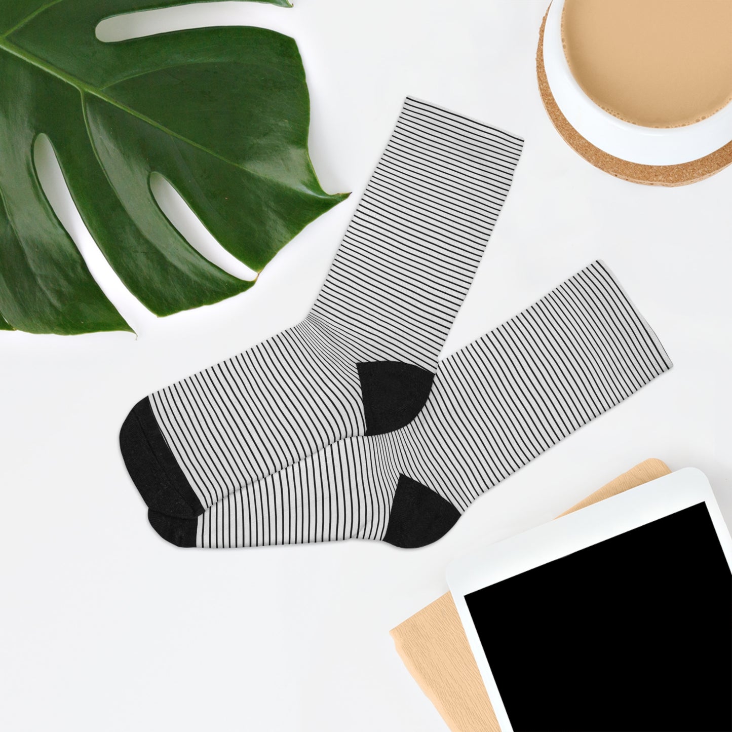 Monochrome Lines Christmas Recycled Poly Socks