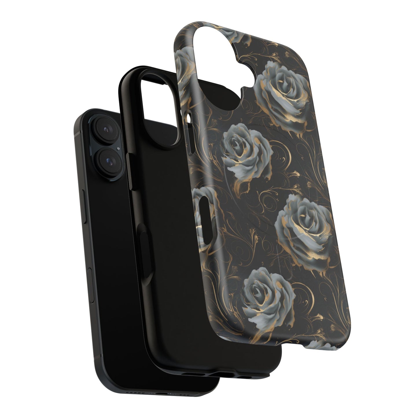 Midnight Bloom Tough iPhone Magnetic Cases,  iPhone 14, iPhone 15, iPhone 16, Pro, Pro Max, Plus MagSafe Case, Protective Tech Accessories, Gift for Her, Floral Design