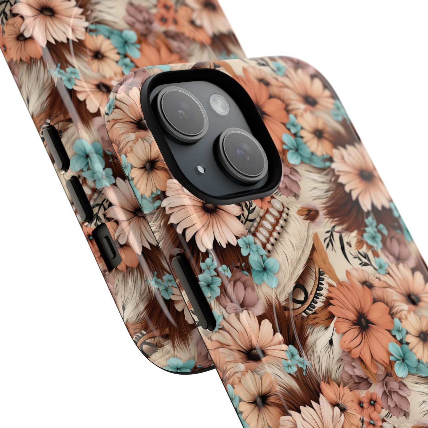 Spirit in Bloom Tough iPhone Magnetic Cases, Cute iPhone Accessories, Flower Design, Gifts for iPhone 14, 15, 16, 17, Pro Max, Boho Style, Western Style