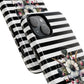 Faith in Bloom Tough iPhone Magnetic Case, iPhone Accessories, Floral iPhone Cover, Durable Cases for Gifts, Black and White Stripes