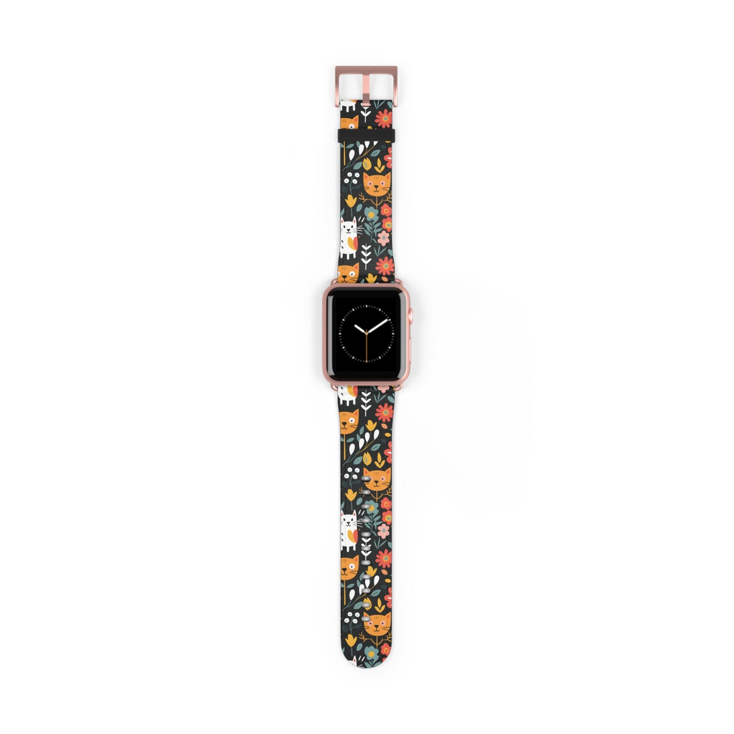 Whimsical Feline Garden Watch Band for Pet and Floral Lovers,