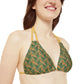 Brown Tropical Bliss Strappy Triangle Bikini Top (AOP)- (PY)