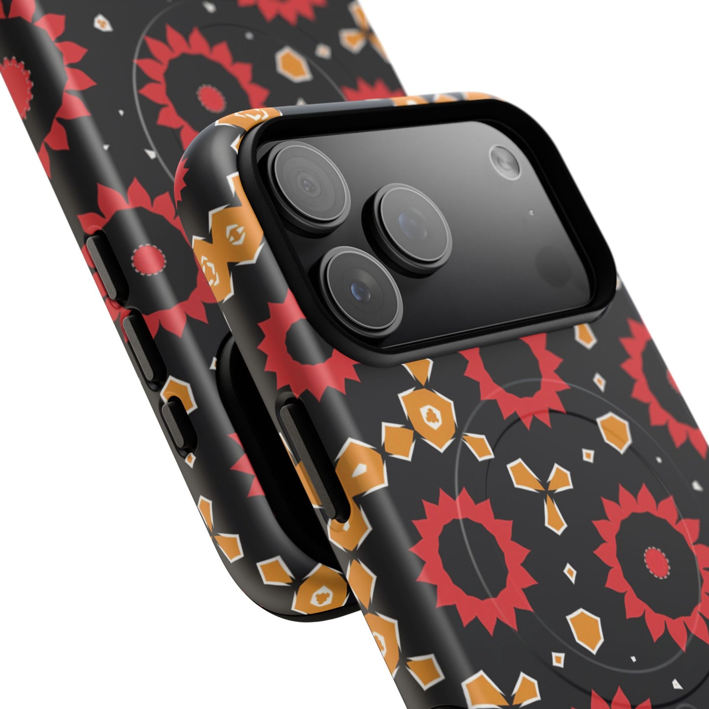 Midnight Ember Bloom Tough Magnetic iPhone Case, Bohemian Floral Design, Stylish iPhone Protection, Gift for Her, Trendy iPhone Accessories