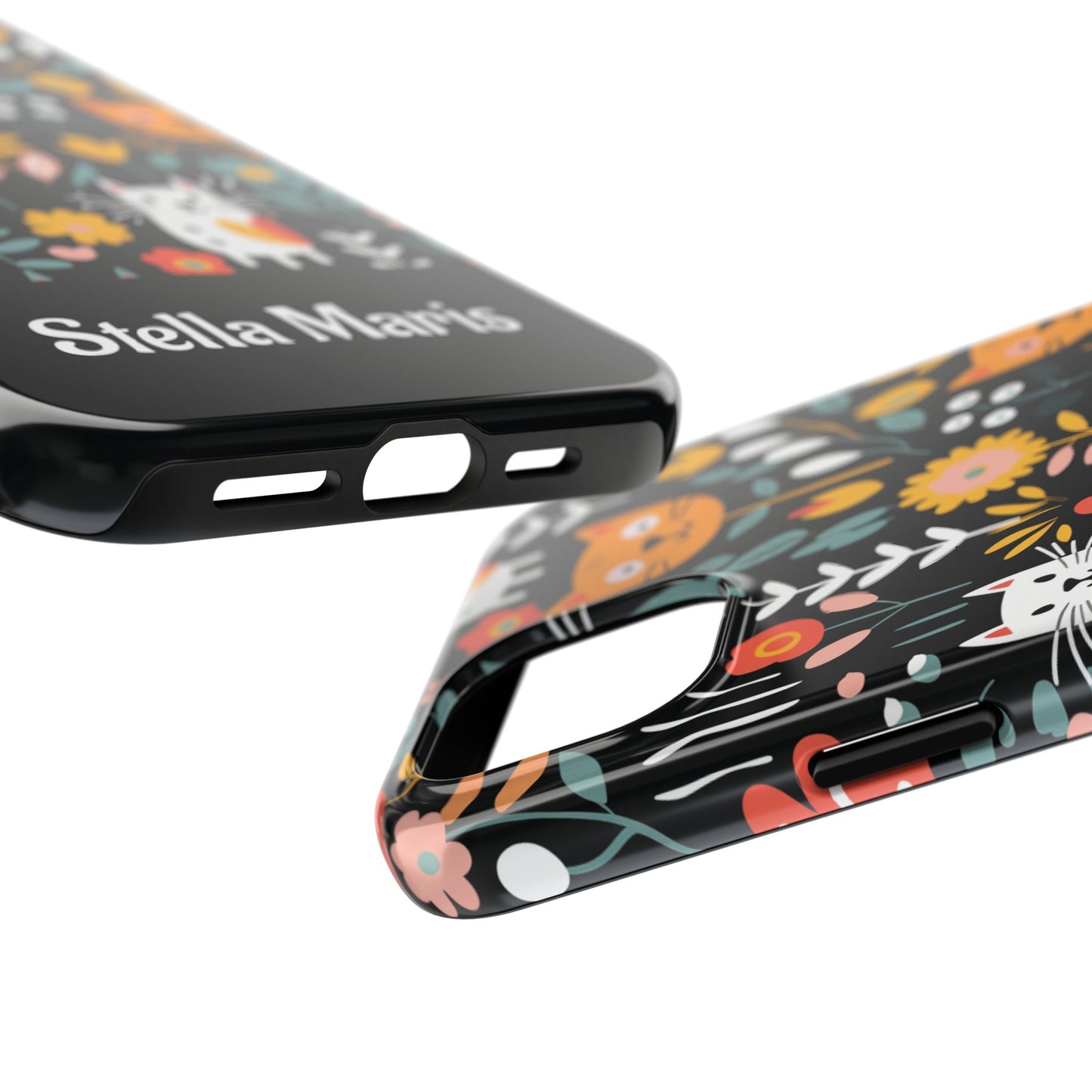 Personalized Whimsical Feline Garden Tough Phone Case — Custom Name iPhone & Samsung
