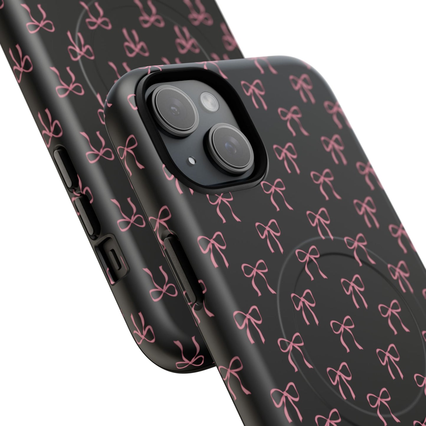 Coquette Chic Bow-Patterned Tough Magnetic iPhone Case, Stylish Gift for Her, Protective iPhone Cover, Trendy Accessory, iPhone Birthday Gift, Fashionable Tech