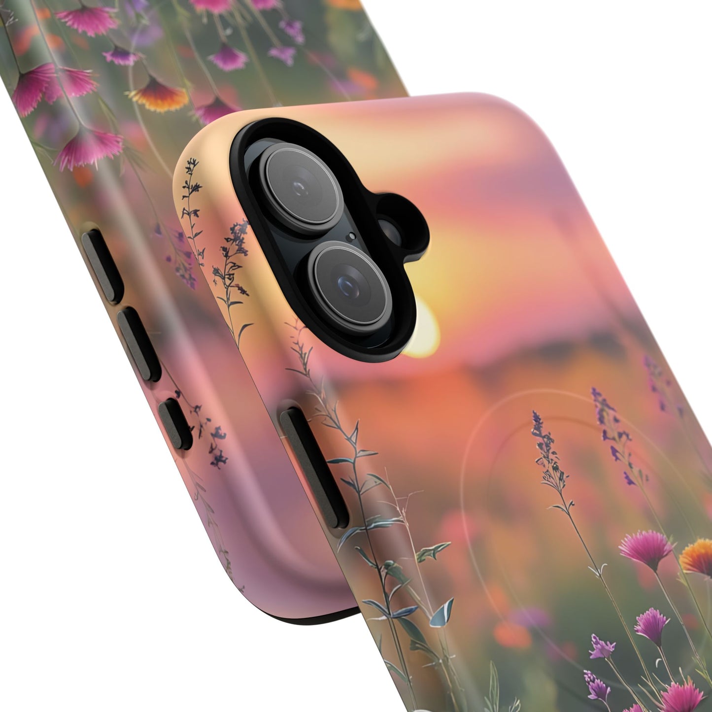 Floral Sunset Phone Case, Tough Magnetic Cases for iPhone, Nature Lover Gift, Durable Protection, Eco-Friendly Phone Accessory