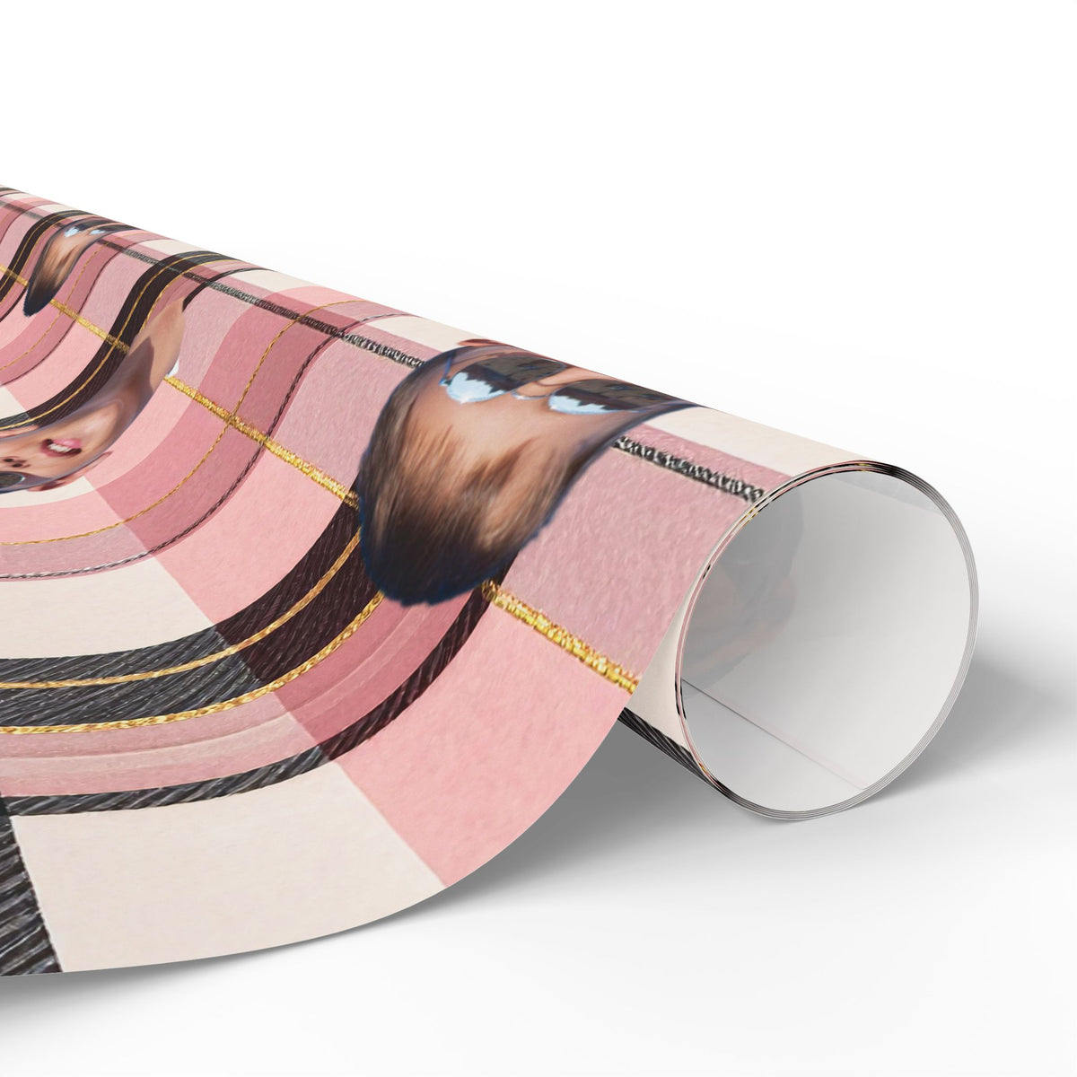 Personalized Image Plaid Wrapping Paper Roll — Pink Tartan Gift Wrap