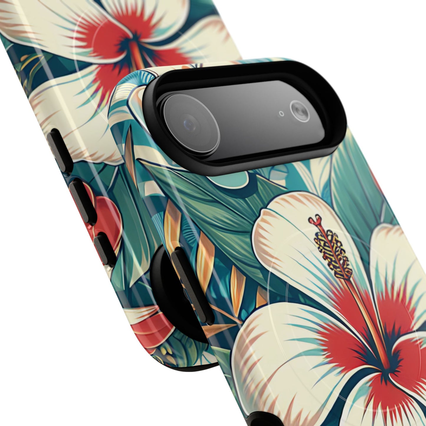 Tropical Hibiscus MagSafe® iPhone® Tough Case - Stylish Phone Protection Gift for Nature Lovers, Vibrant, Summer Vibes.