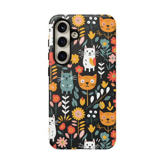 Whimsical Feline Garden Samsung or Google Pixel Tough Cases