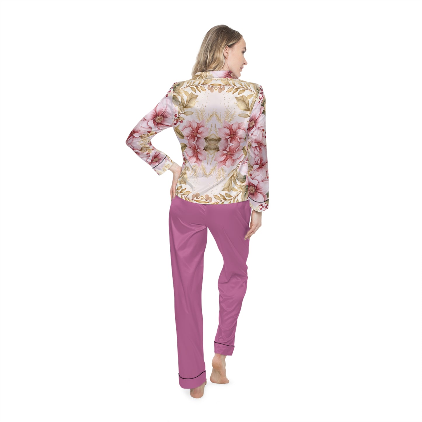 Blossom Bliss Women's Satin Pajamas (AOP)