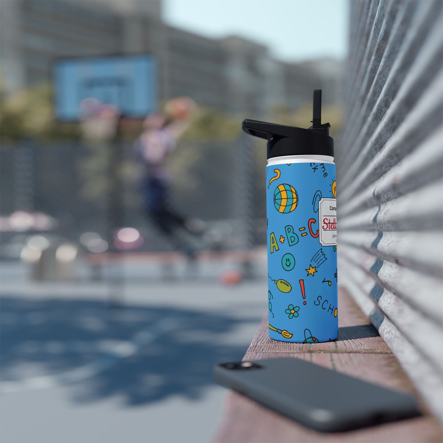 Personalized Classroom Couture Composition Book Inspired Stainless Steel Water Bottle for Kids, School Supplies, Eco-Friendly Drinkware, Back to School, Teacher Gifts