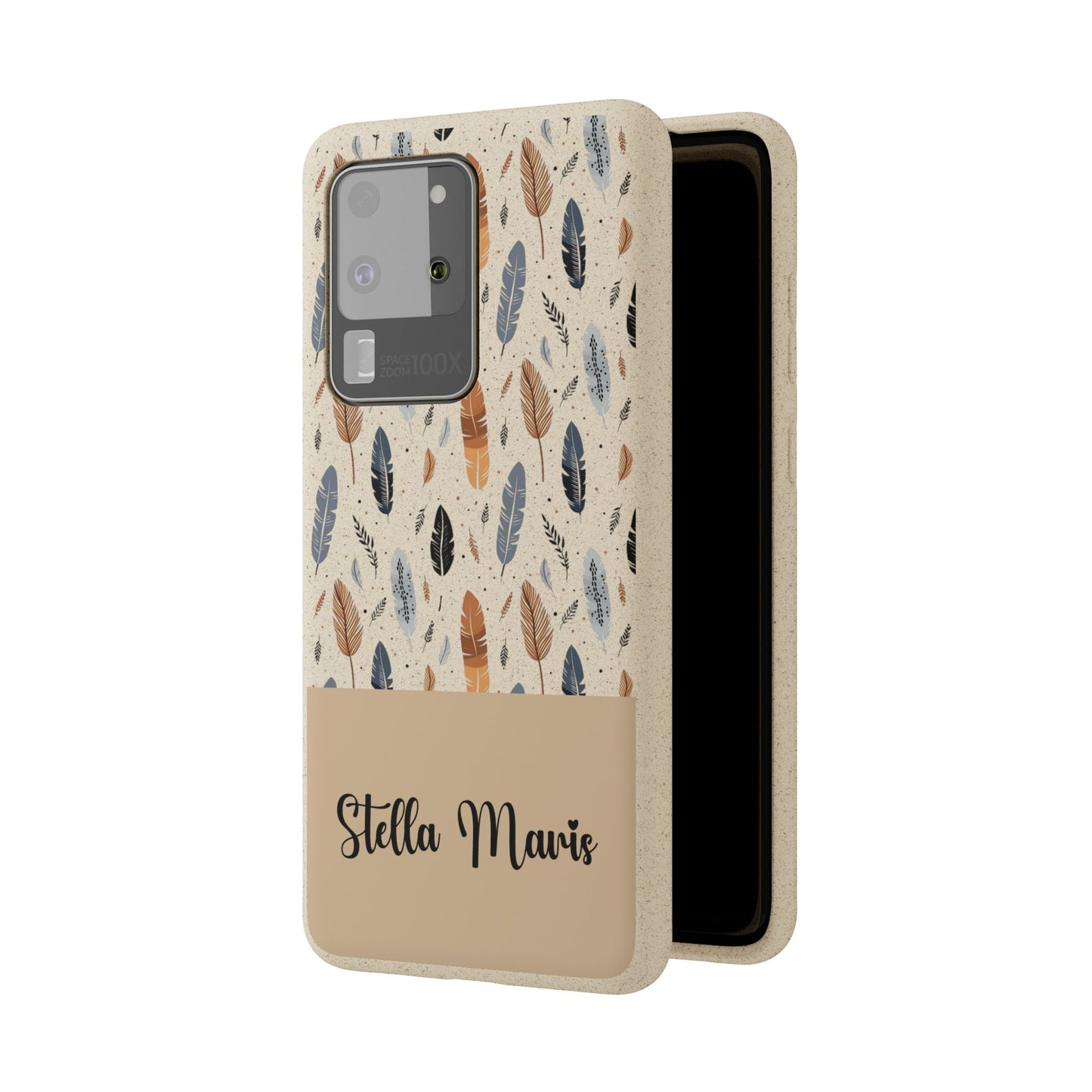 Personalized Whispering Feathers Samsung Biodegradable Case, Custom Name Case.