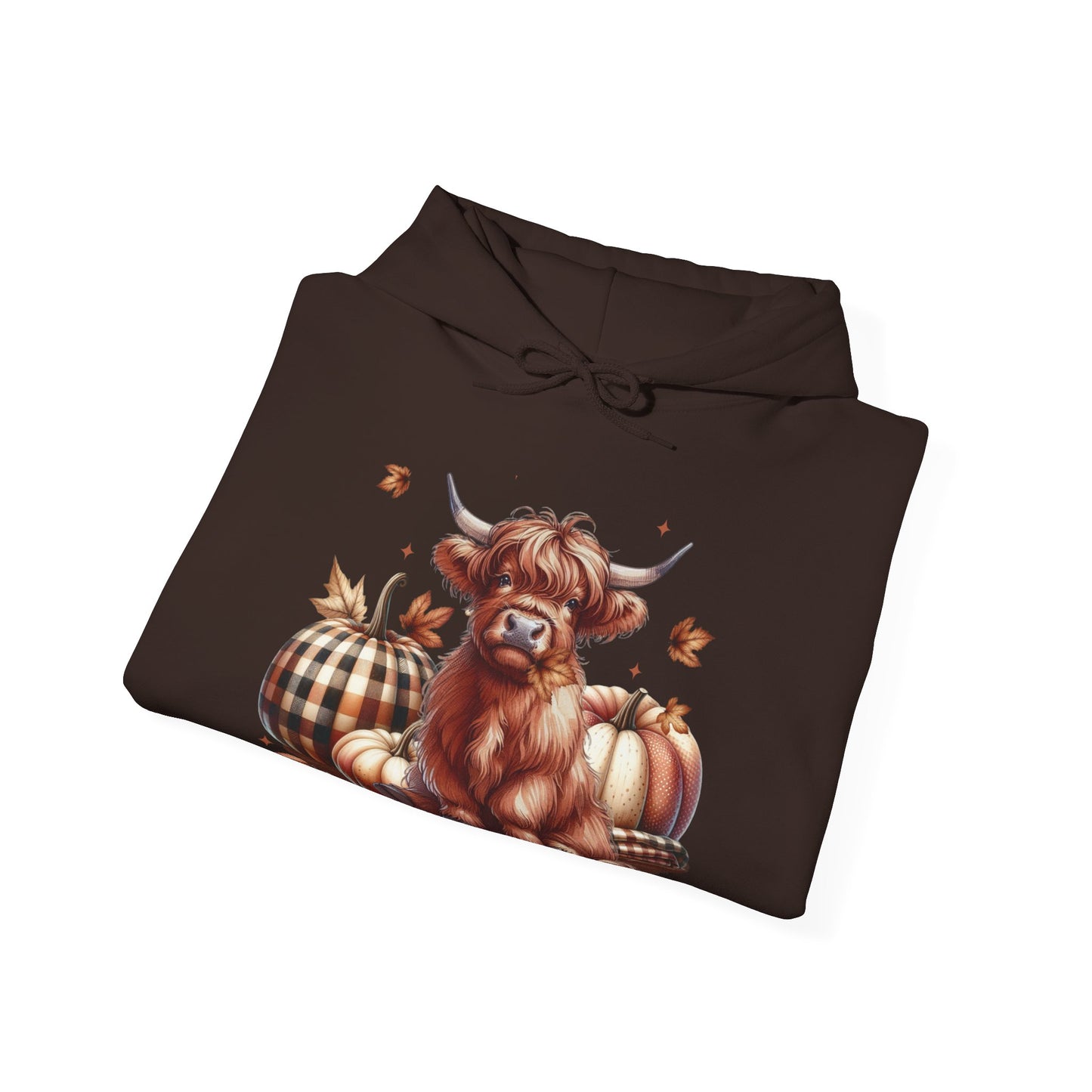 Autumn Highland Cow Charm Unisex Heavy Blend™ Hooded Sweatshirt