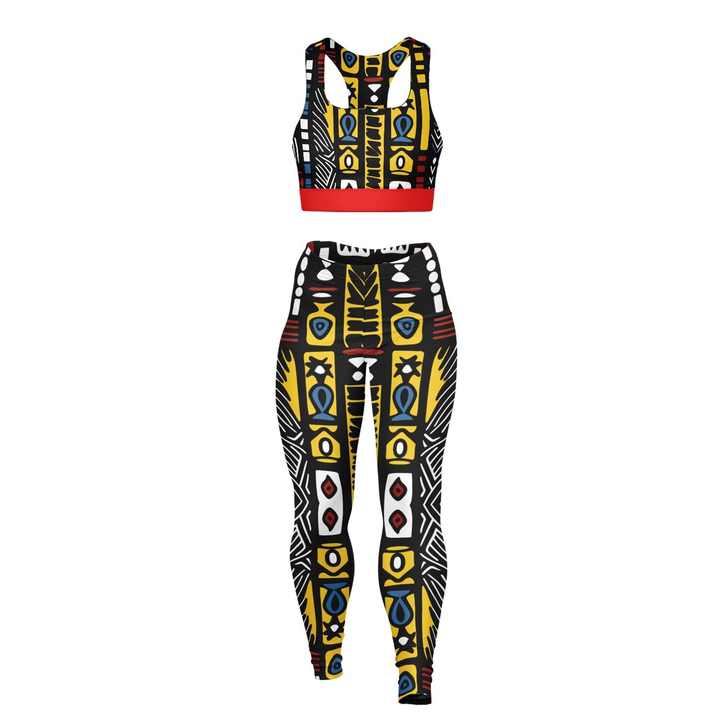 Geometric Harmony Padded Sports Bra & Leggings - AOP