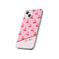 Personalized Cherry Blossom Dreams Flexi Case — Pink Retro Cherry iPhone® 7/8, 11, 12, 13, 14, 15, 16, 17, X/XS, SE, XR, Mini, Pro, Pro Max, Plus Cases.