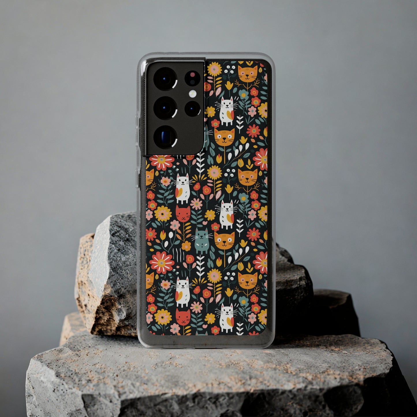 Whimsical Feline Garden Soft iPhone, Google and Samsung Cases