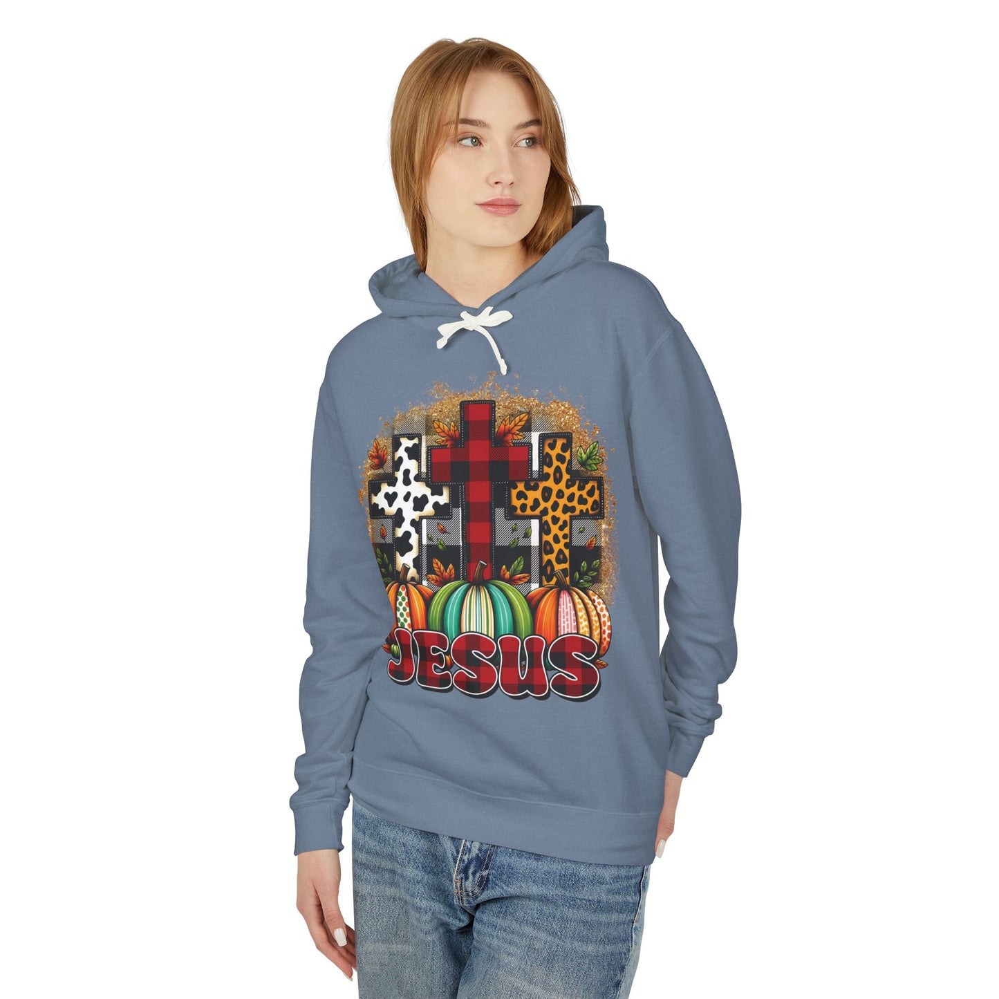 Faithful Harvest Cross Unisex Lightweight Hooded Sweatshirt