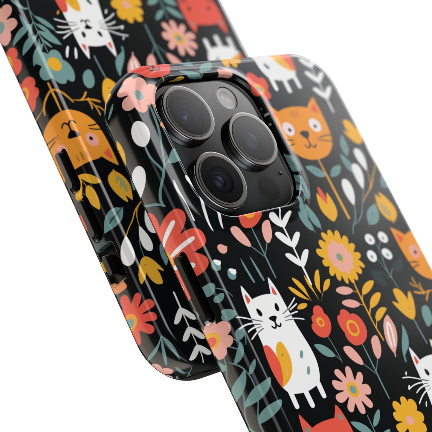 Whimsical Feline Garden iPhone and Samsung Tough Phone Cases,