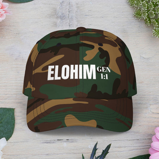 Classic Embroidery Dad Cap with 'ELOHIM, GENESIS 1:1' - Faith-Based Hat, Casual Wear, Gift for Dad, Christian Accessory, Summer Fashion