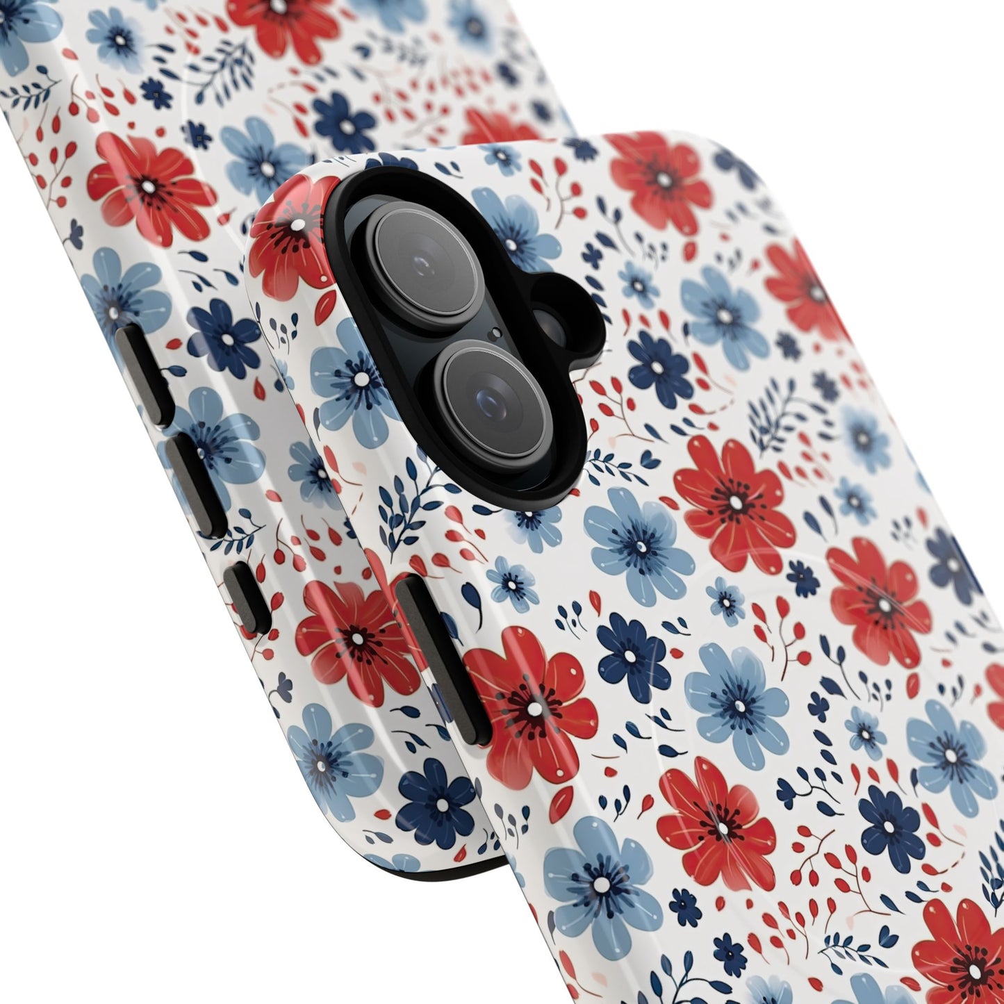 Patriotic Floral Dreams Tough Magnetic iPhone Cases, Durable, Stylish, Gift for Her, Protective Phone Cover, Spring Floral Design