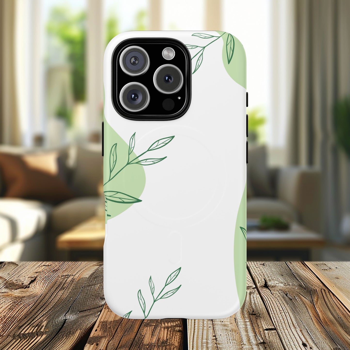 Stylish Tough iPhone Magnetic Cases with Leaf Design, iPhone Protection Cases, Greenery iPhone Covers, Eco-Friendly iPhone Accessories, Gift for Her.