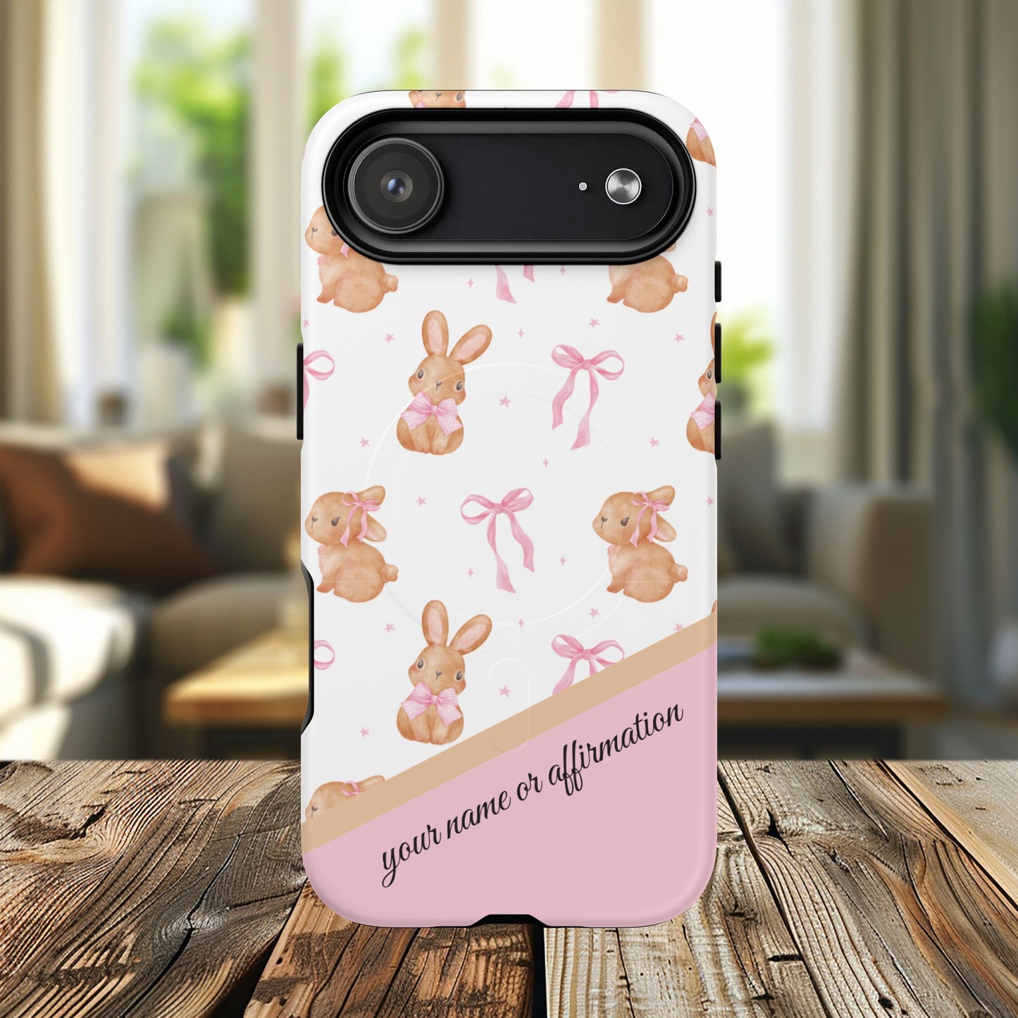 Personalized Bunny iPhone Case - Cute Animal Design, Tough MagSafe® Magnetic Case, Easter Gift, Spring Aesthetic, Kids Accessories