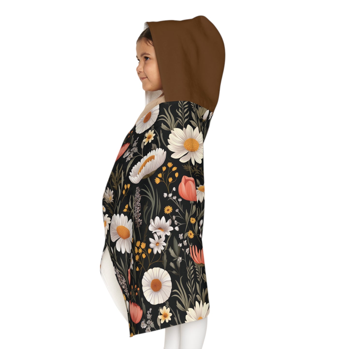 Blossom Elegance: Noir Garden Snuggle Youth Hooded Towel