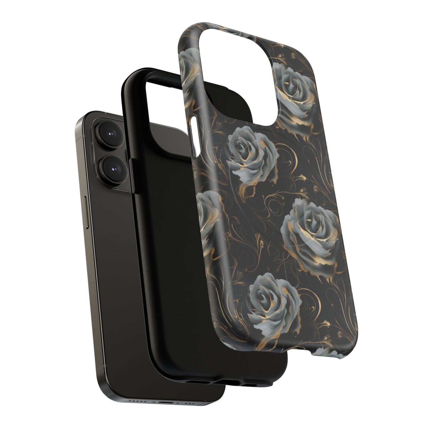 Midnight Bloom Tough iPhone Magnetic Cases,  iPhone 14, iPhone 15, iPhone 16, Pro, Pro Max, Plus MagSafe Case, Protective Tech Accessories, Gift for Her, Floral Design