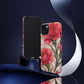 Stained Glass Effect Carnation Floral Tough Phone Case – Pink Vintage Botanical Protective Cover