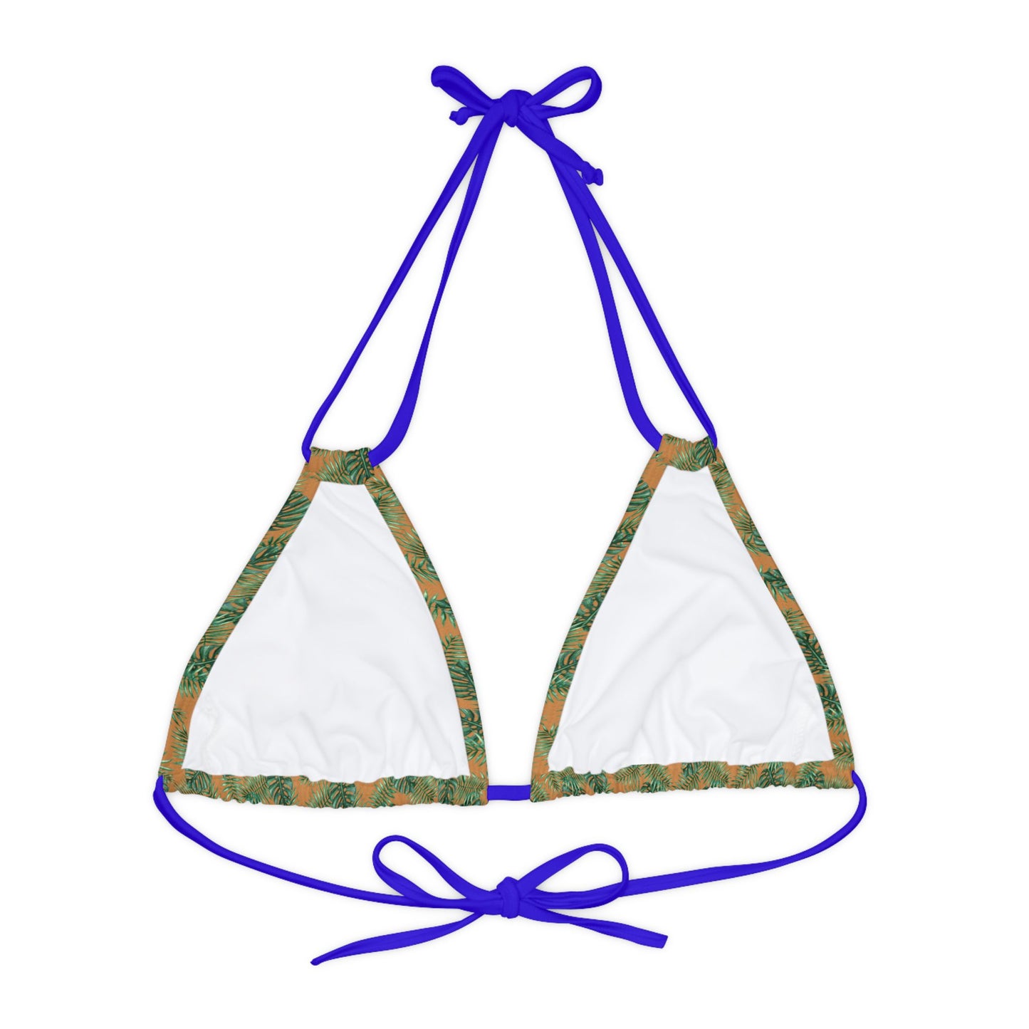 Brown Tropical Bliss Strappy Triangle Bikini Top (AOP)- (PY)