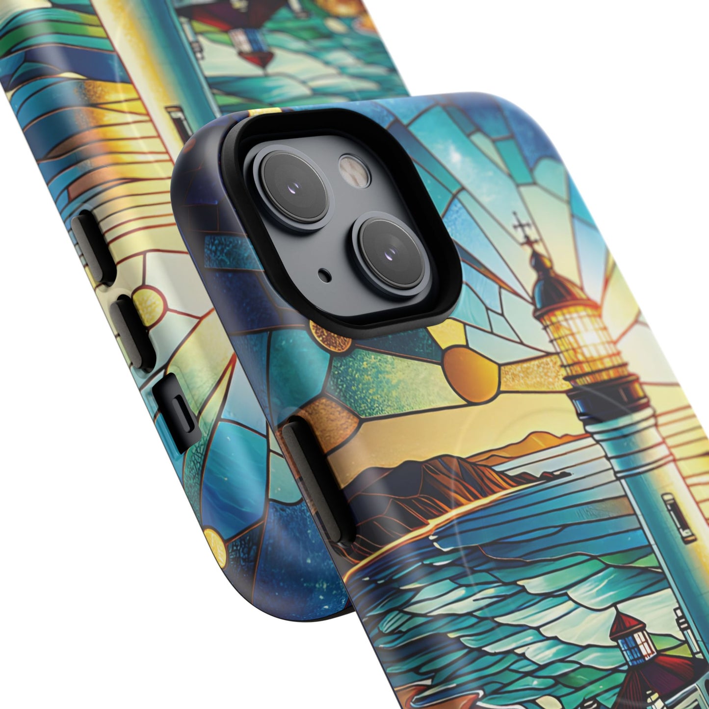 Stained Glass Lighthouse Phone Case - Tough Magnetic Cases, Unique Gifts for Nature Lovers, Beach Vibes, Travel Accessories, Coastal Decor
