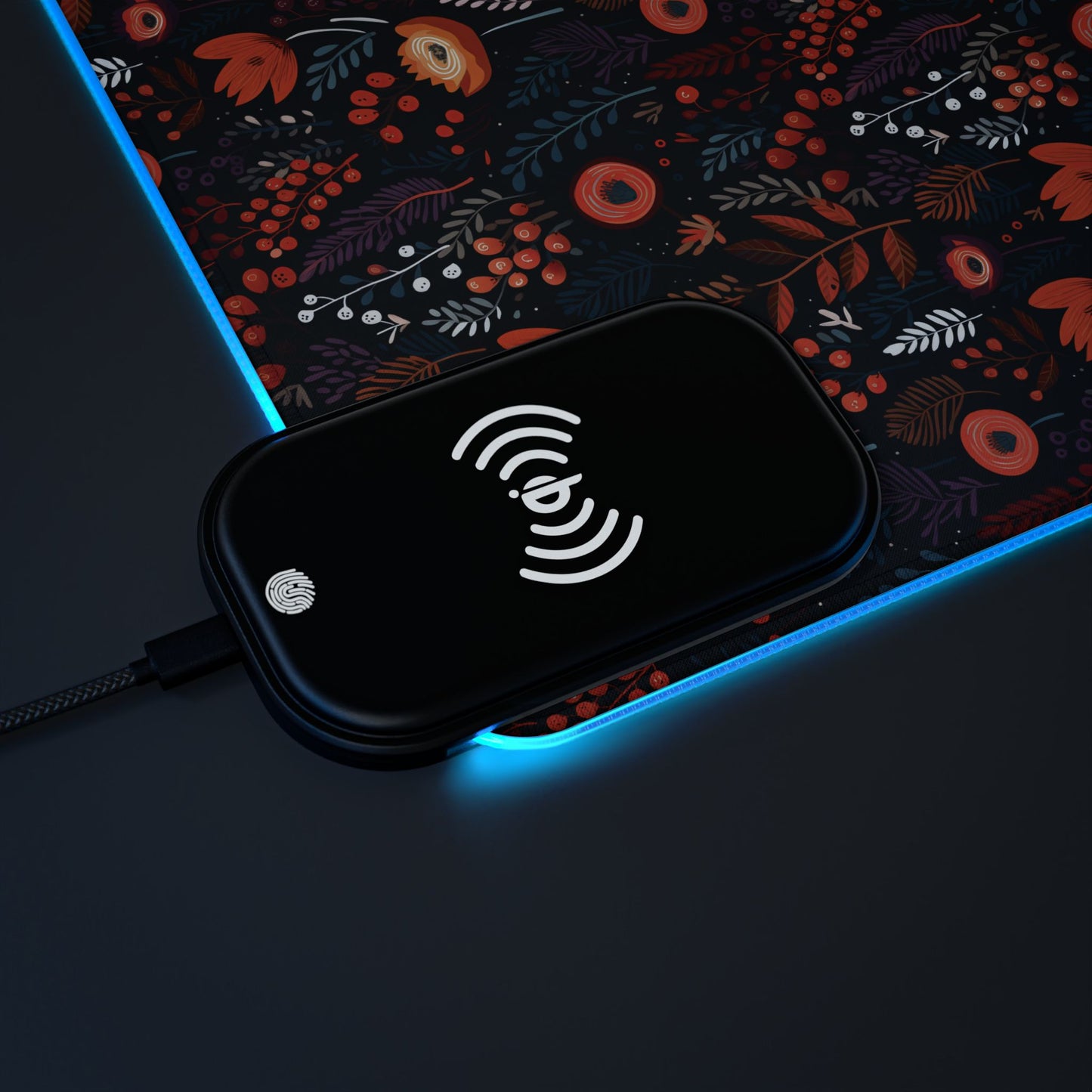 Autumn Bloom LED Gaming Mouse Pad, Wireless Charging