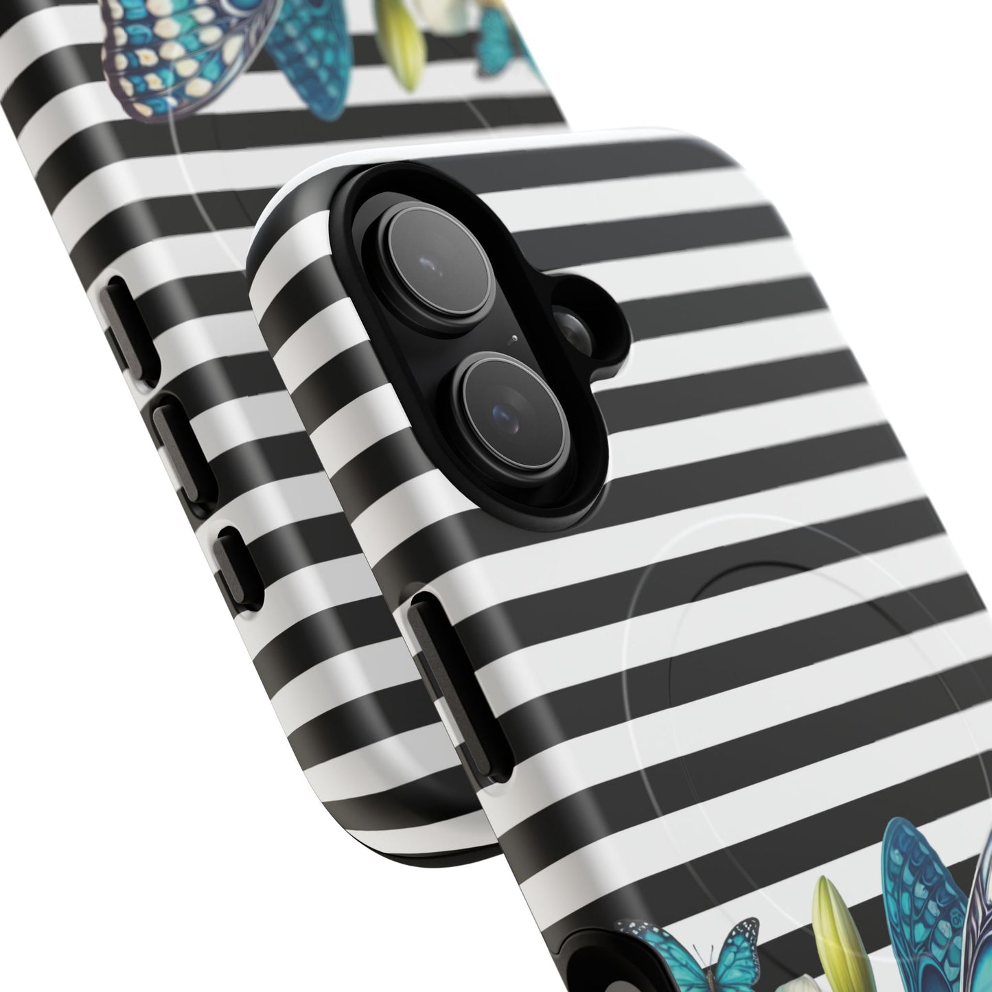 Daffodil Flutter Tough iPhone Magnetic Case, Floral iPhone Accessories, Stylish iPhone Cover, Black Striped Design, Gift for Her, Trendy iPhone