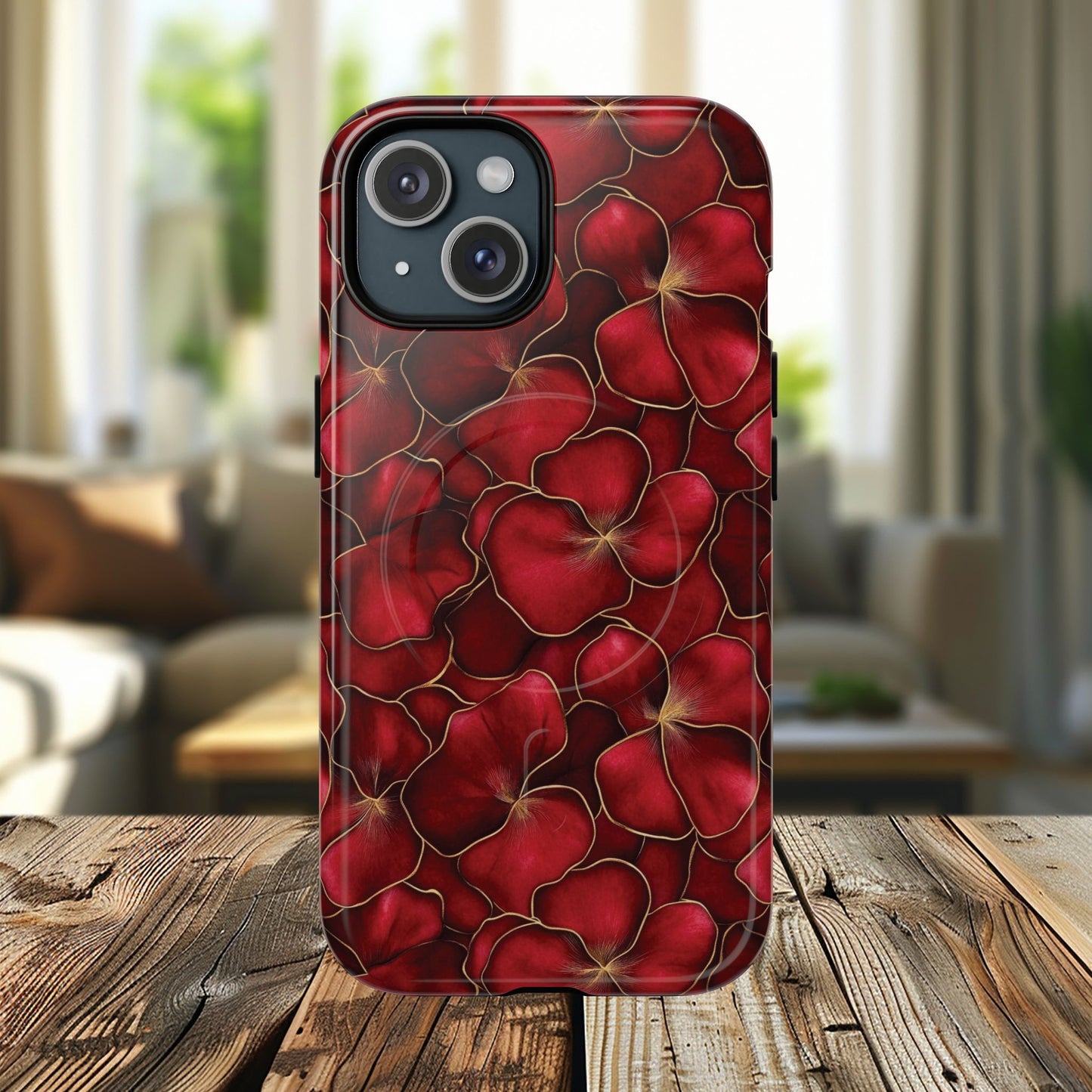 Velvet Petal Noir Tough iPhone Magnetic Case, iPhone Cover, Stylish Accessories, Gift for Her, Gift for Mother's, Floral Design, Protective iPhone Case