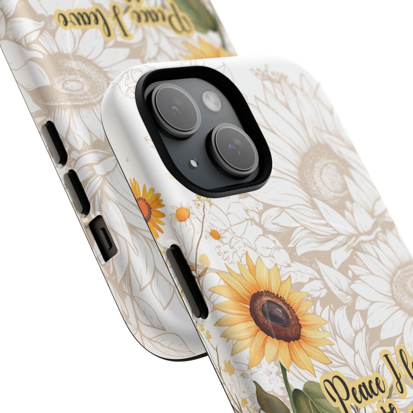 Peace I Leave with You John 14:27,  Inspirational Gift, Tough iPhone Magnetic Case  Scripture, Sunflower Bible Verse, MagSafe® iPhone® Tough Case, iPhone 14, iPhone 15, iPhone 16, Pro, Pro Max, Plus