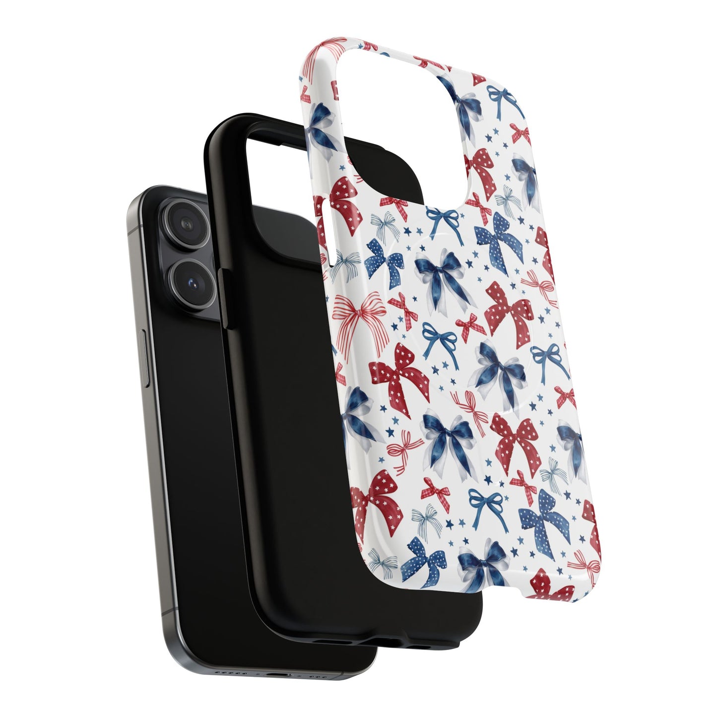 Patriotic Coquette Tough iPhone Magnetic Case, Stylish Gift for Her, Summer Celebrations, Cute Bow Design