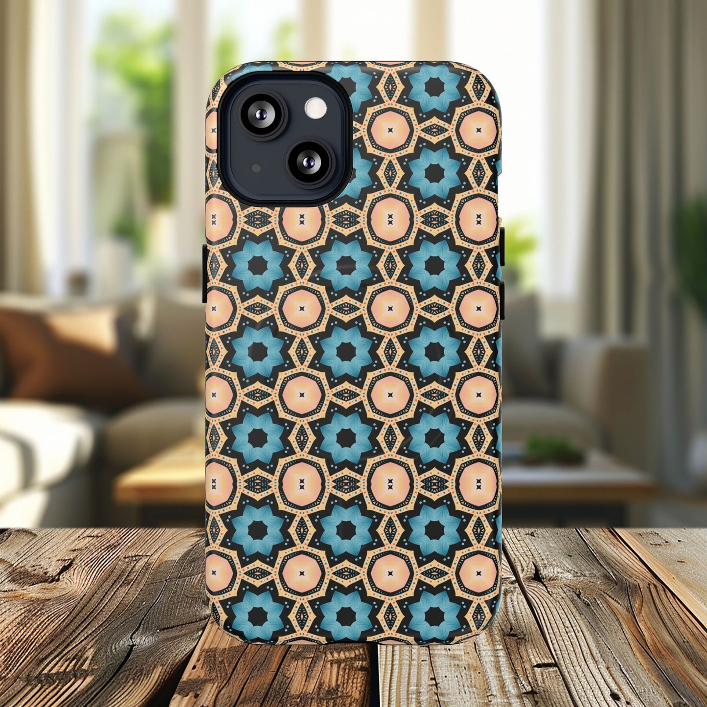 Sahara Star Mosaic Colorful Geometric iPhone Cases, Tough Magnetic iPhone Cases, Vibrant Design iPhone Cover, Durable iPhone Protection, Stylish Tech Accessories.