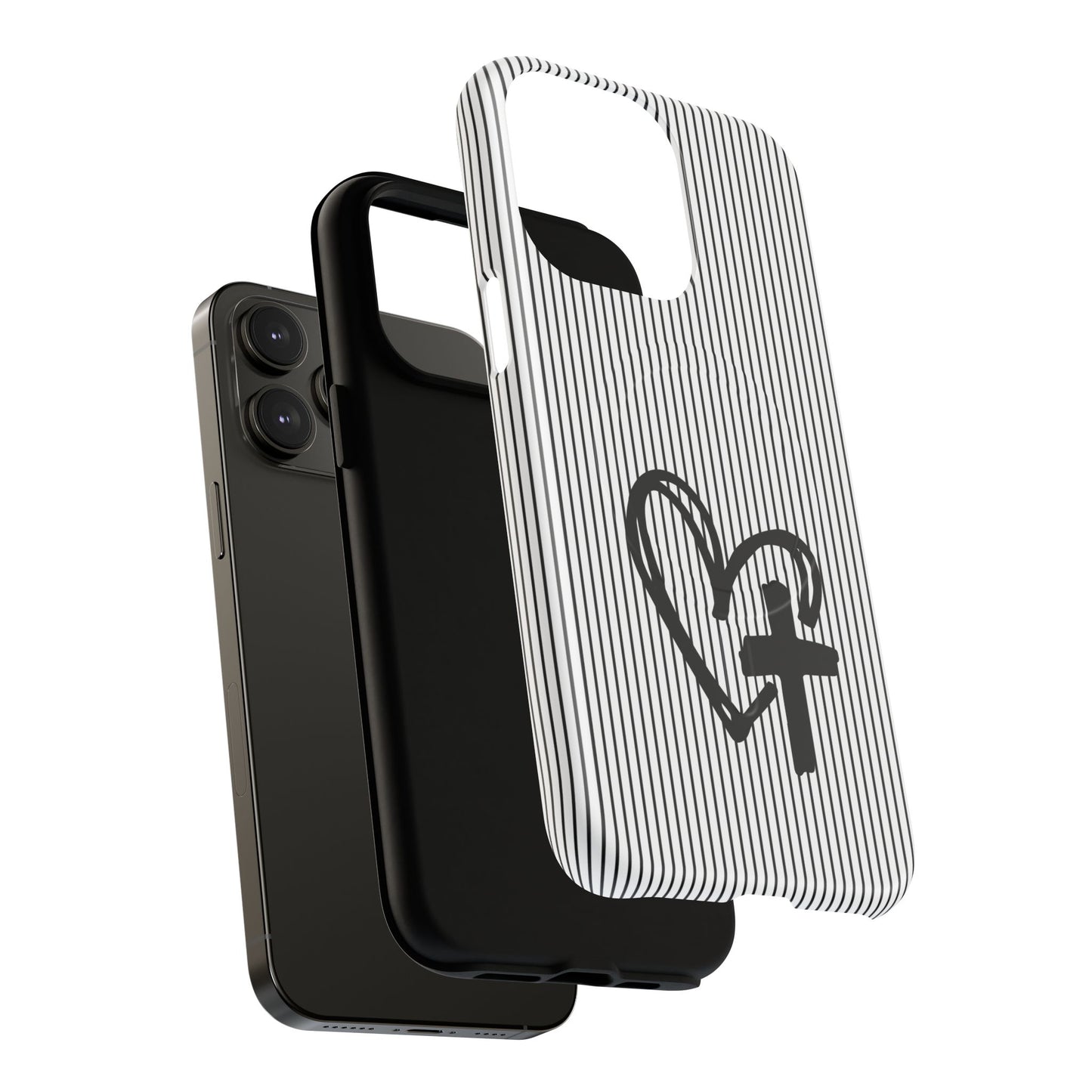 Tough Magnetic Phone Case with Heart & Cross Design, Durable Phone Cover, Unique Gift for Her, Stylish Accessory, Everyday Use