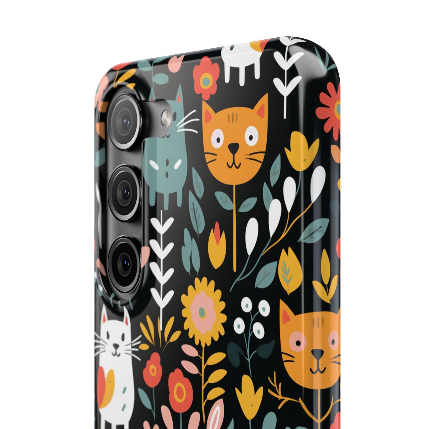 Whimsical Feline Garden Slim Cases for iPhone and Samsung Phones