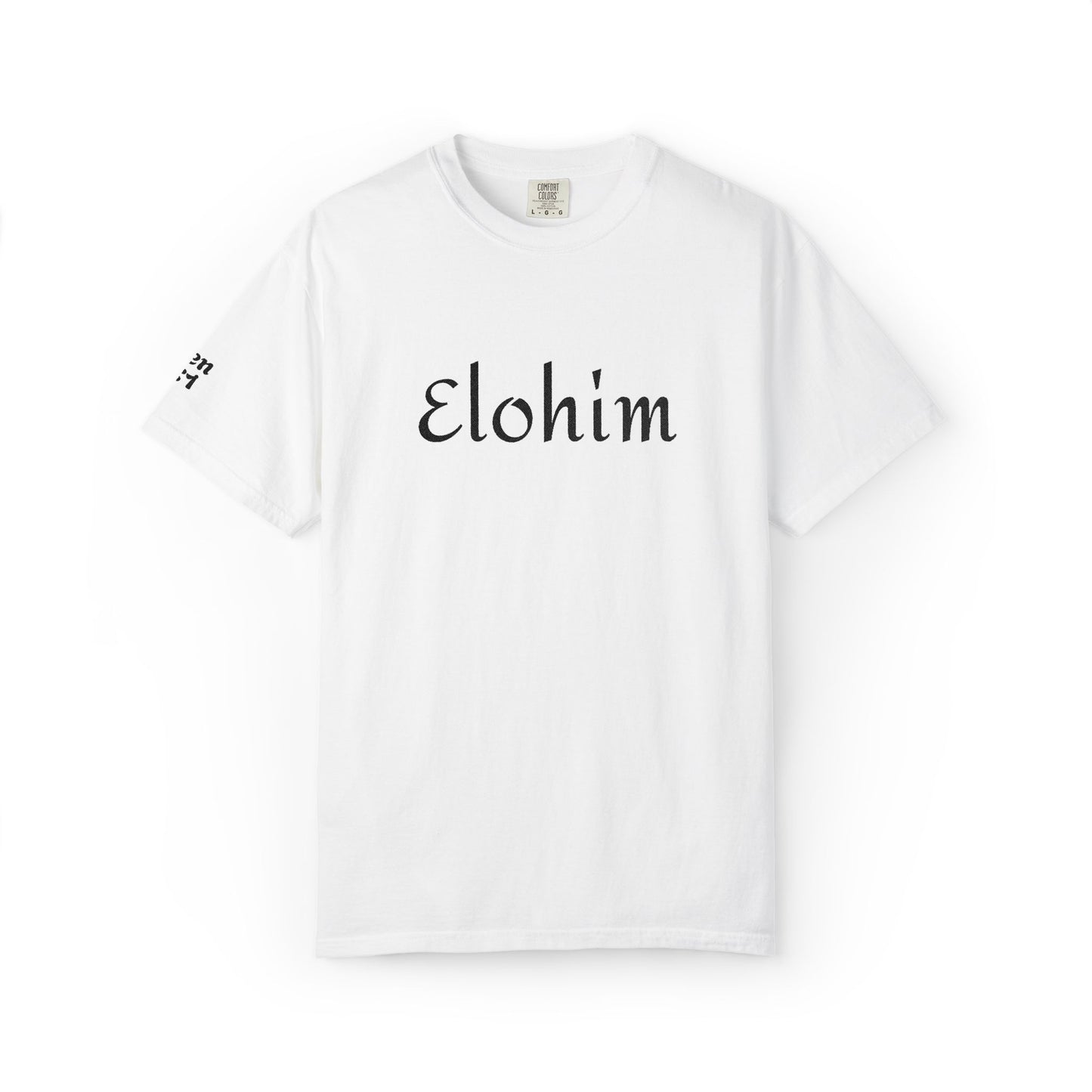Embroidery 'ELOHIM, GENESIS 1:1' - Faith-Based Unisex Garment-Dyed Comfort Colors T-shirt, Faith Gift Tee, Religious Tee, Embroidery Tee.