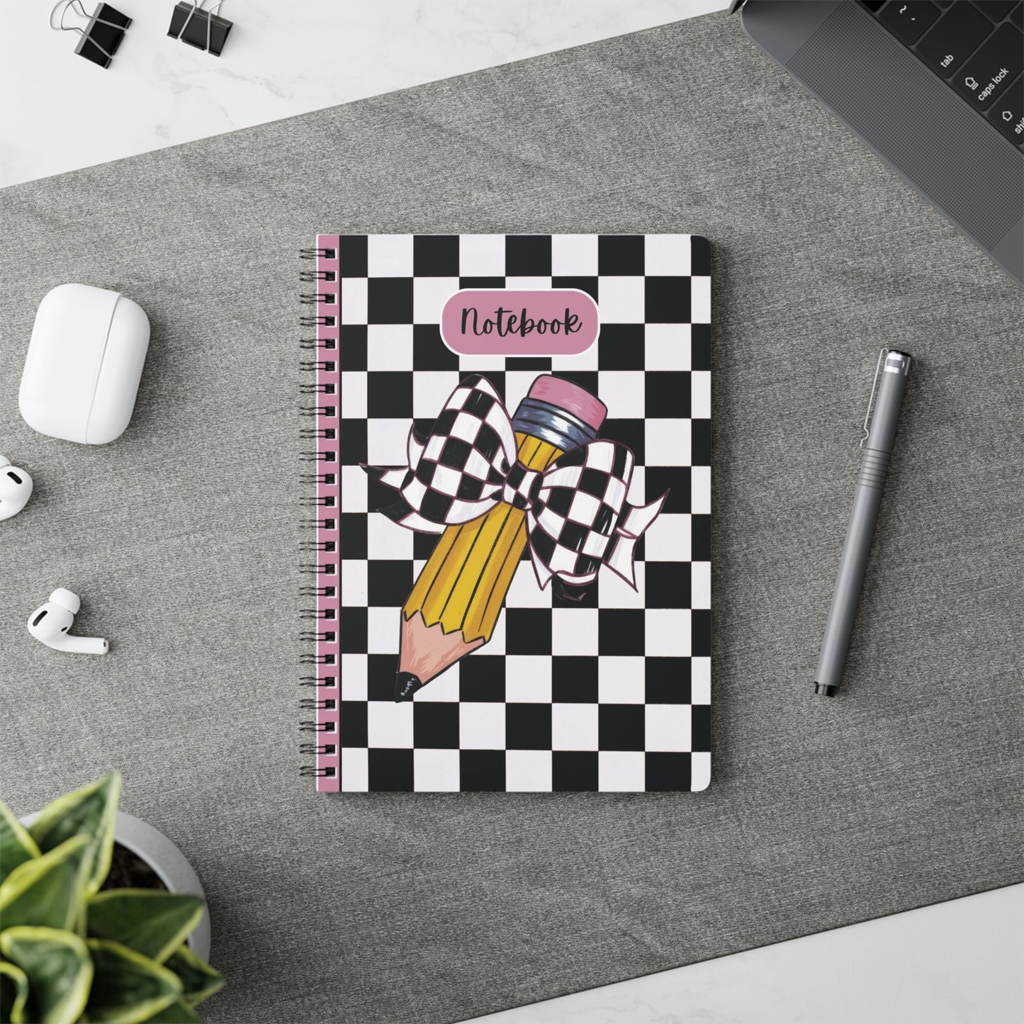 Black Checkered Charm Softcover Notebook, A5 (PY)