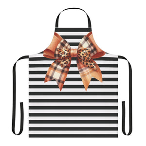 Striped Brown Bow Chef's Apron