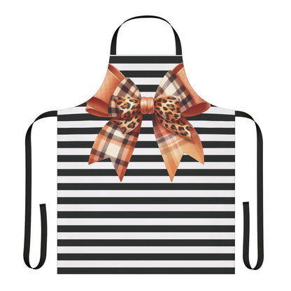 Striped Brown Bow Chef's Apron