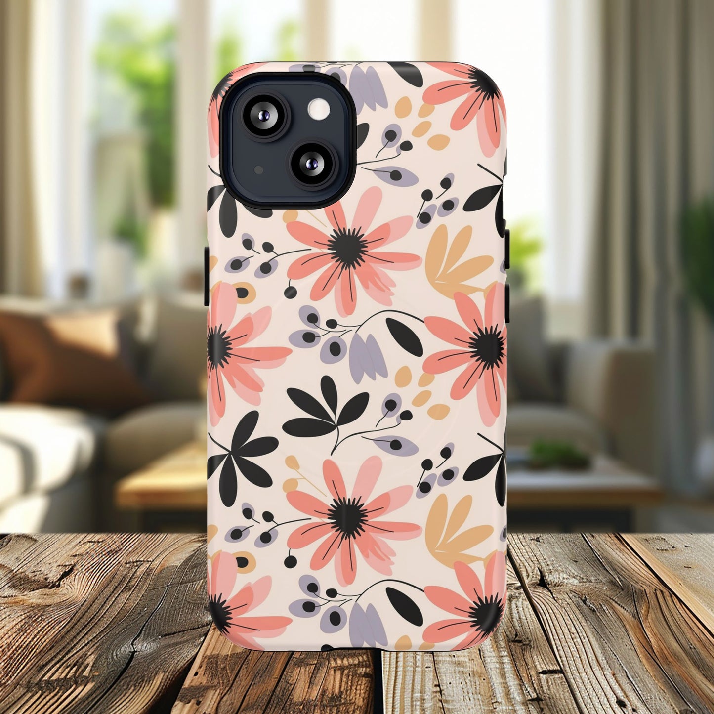 Stylish Soft Petal Noir iPhone Case, Floral iPhone Accessory for Her, Tough iPhone Magnetic Cases, Trendy iPhone Cover, Gift for Friends, Summer Vibes